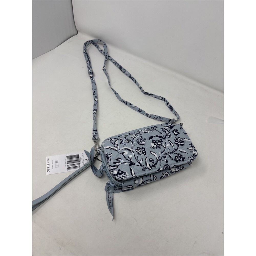 Vera Bradley RFID All in One Crossbody Perennials Gray Floral NWT